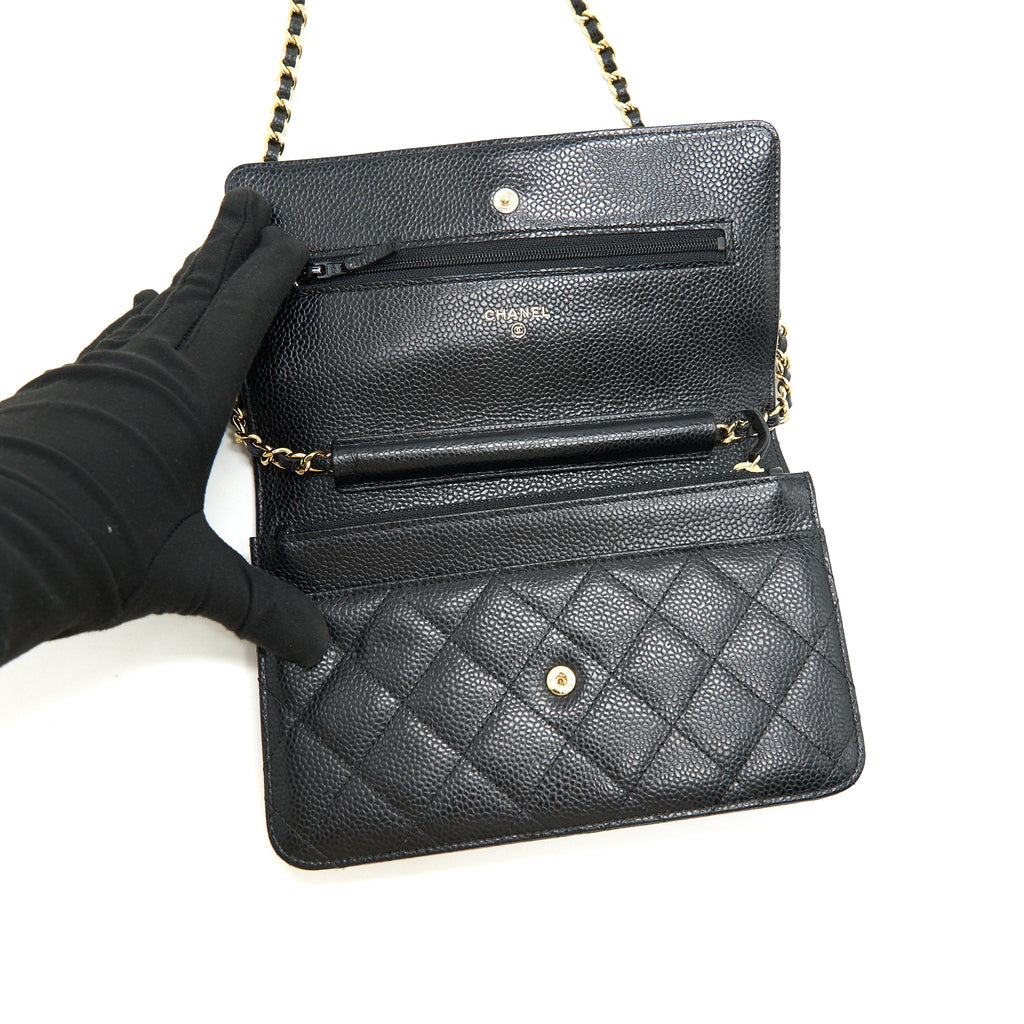 CHANEL WALLET ON CHAIN CAVIER BLACK WITH