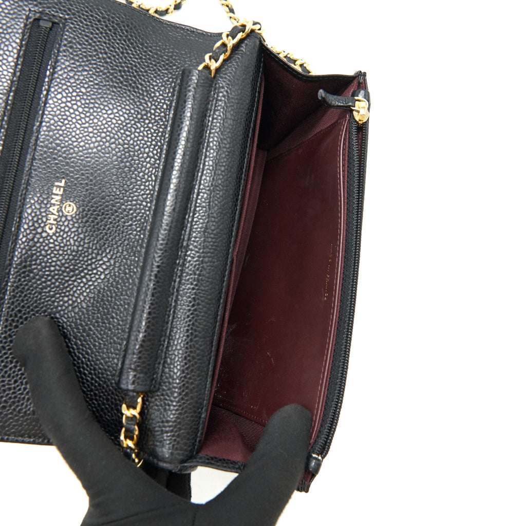 CHANEL WALLET ON CHAIN CAVIER BLACK WITH