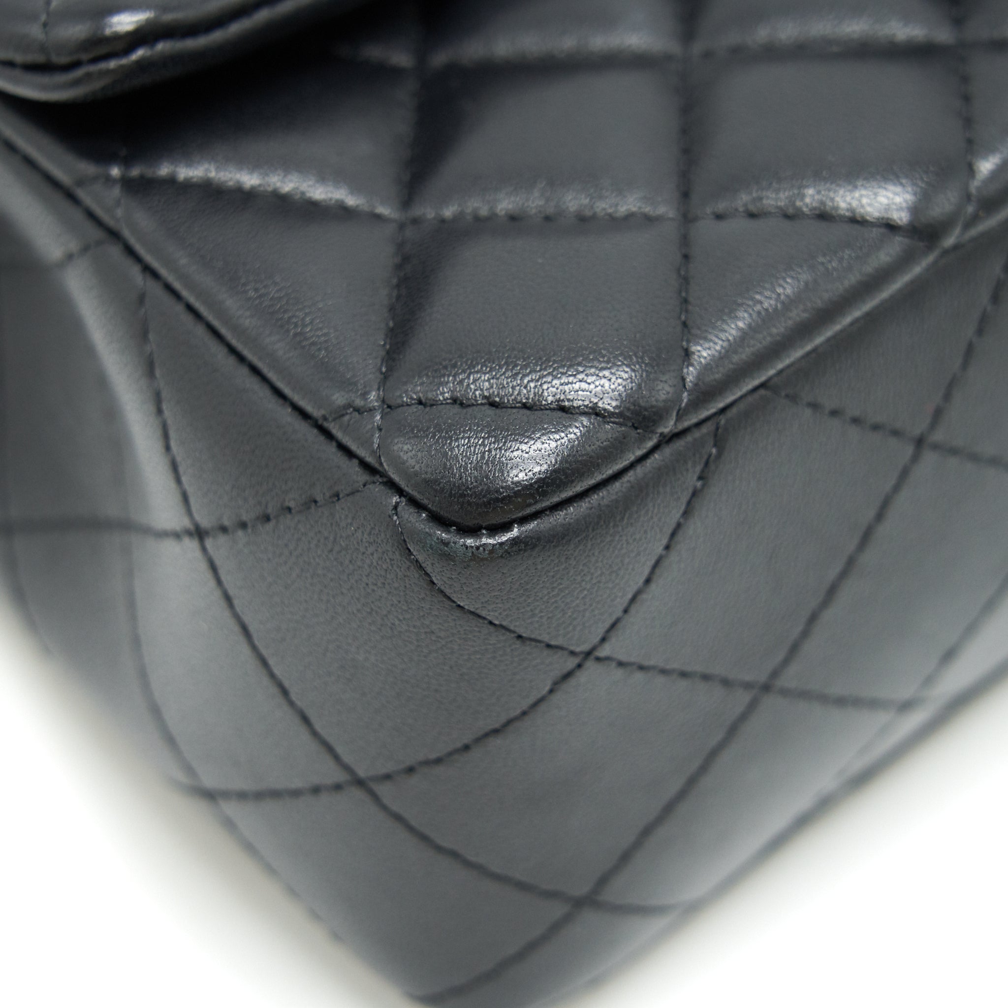 CHANEL LAMBSKIN RECTANGULAR MINI FLAP BAG IN BLACK