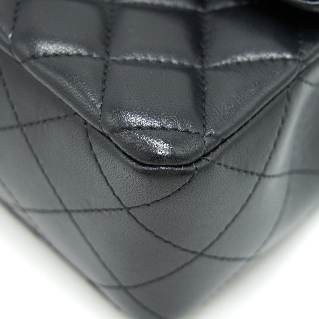 CHANEL LAMBSKIN RECTANGULAR MINI FLAP BAG IN BLACK