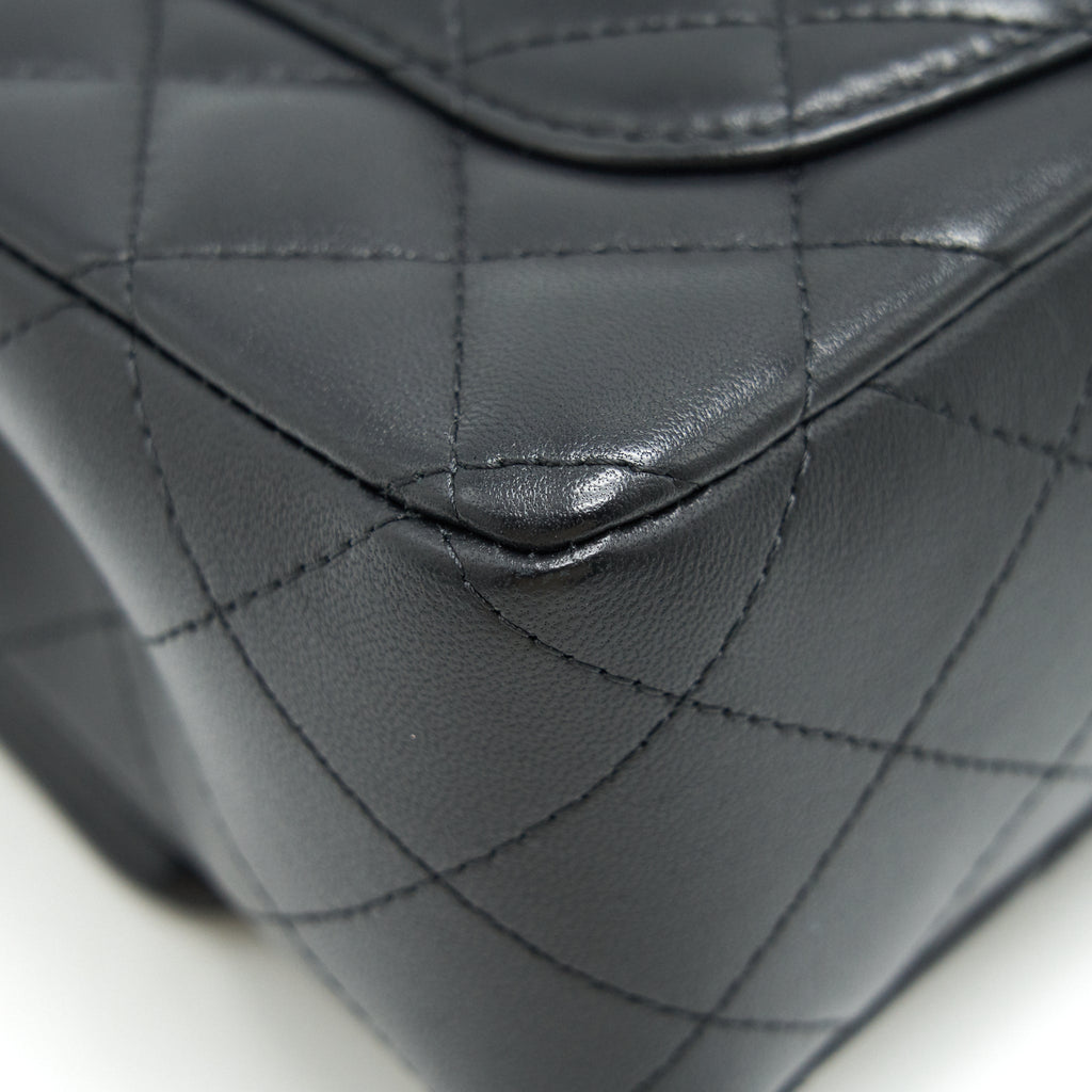 CHANEL LAMBSKIN RECTANGULAR MINI FLAP BAG IN BLACK