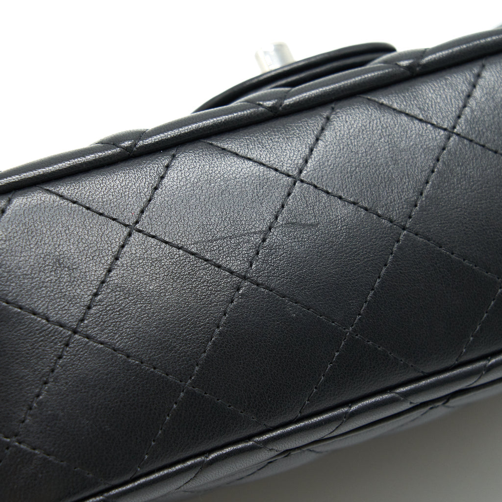 CHANEL LAMBSKIN RECTANGULAR MINI FLAP BAG IN BLACK