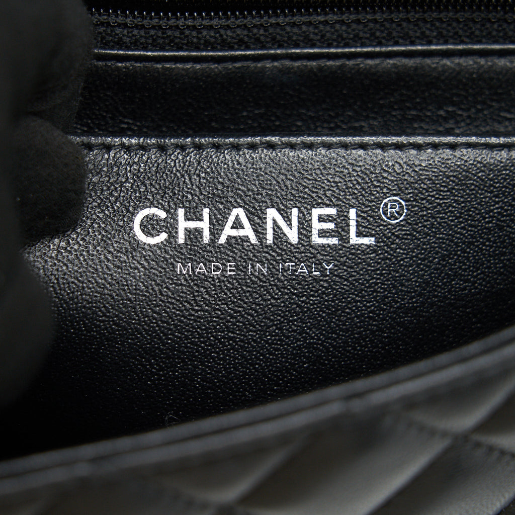 CHANEL LAMBSKIN RECTANGULAR MINI FLAP BAG IN BLACK