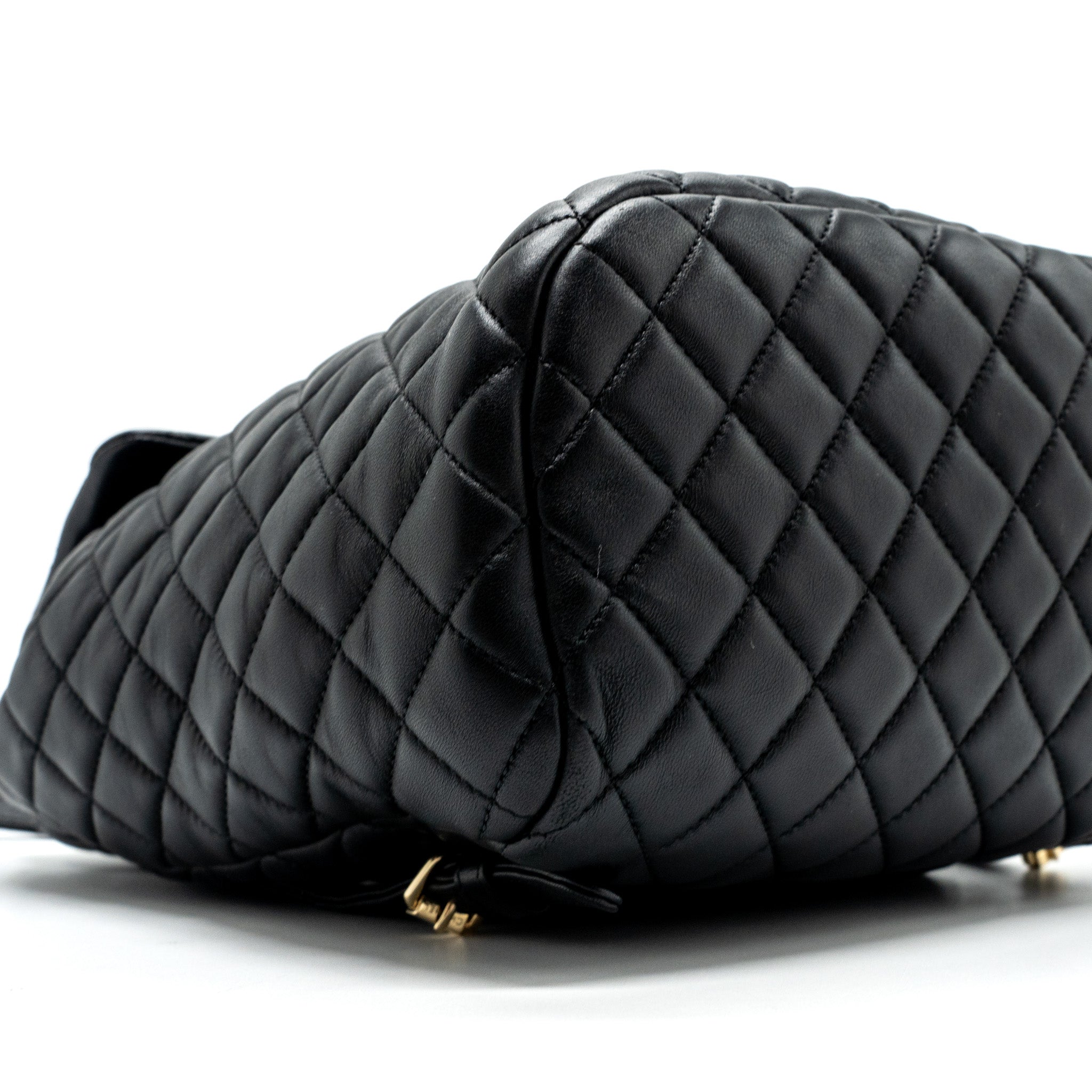 Chanel quilted flap backpack lambskin black