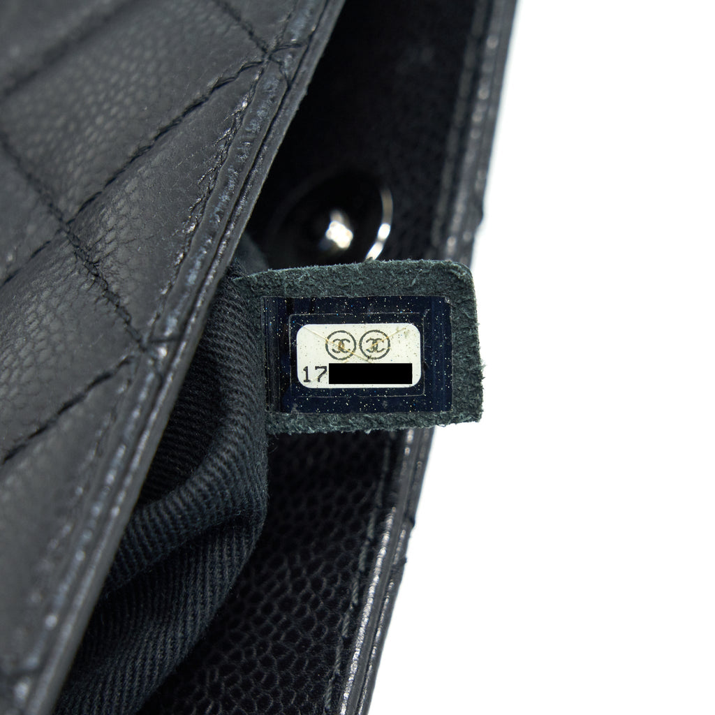 CHANEL QUILTED LEATHER TOTE BAG WITH CHAIN IN CARVIAR BLACK