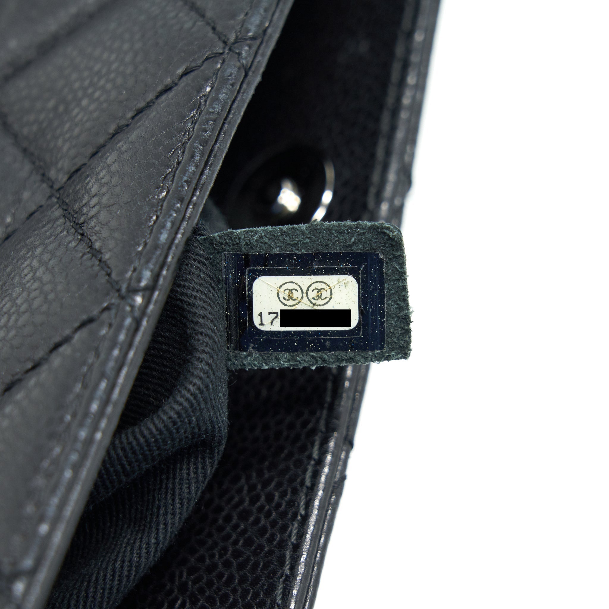 CHANEL QUILTED LEATHER TOTE BAG WITH CHAIN IN CARVIAR BLACK