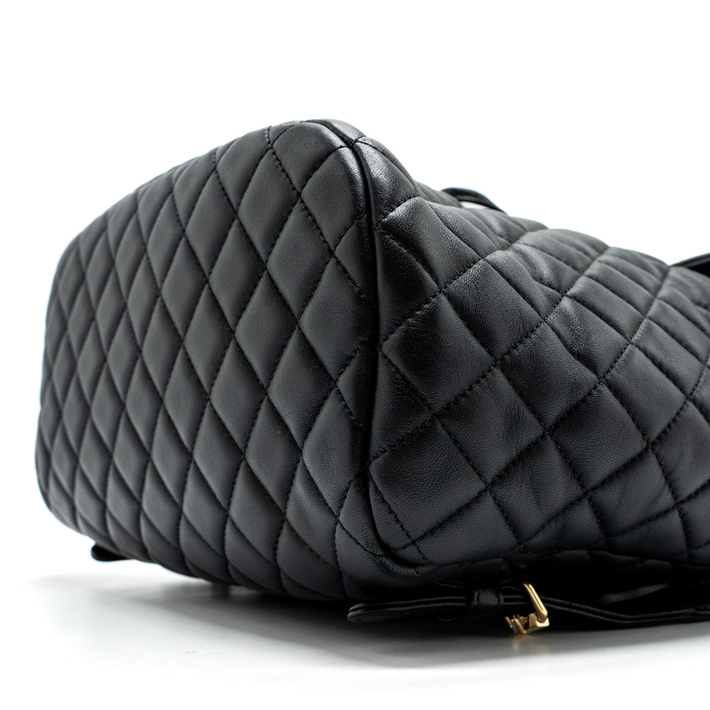 Chanel quilted flap backpack lambskin black