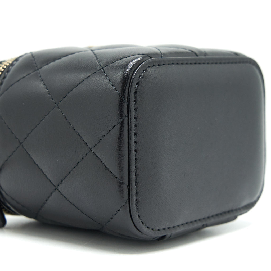 Chanel Small Handle Vanity With Chain  Lambskin Black
