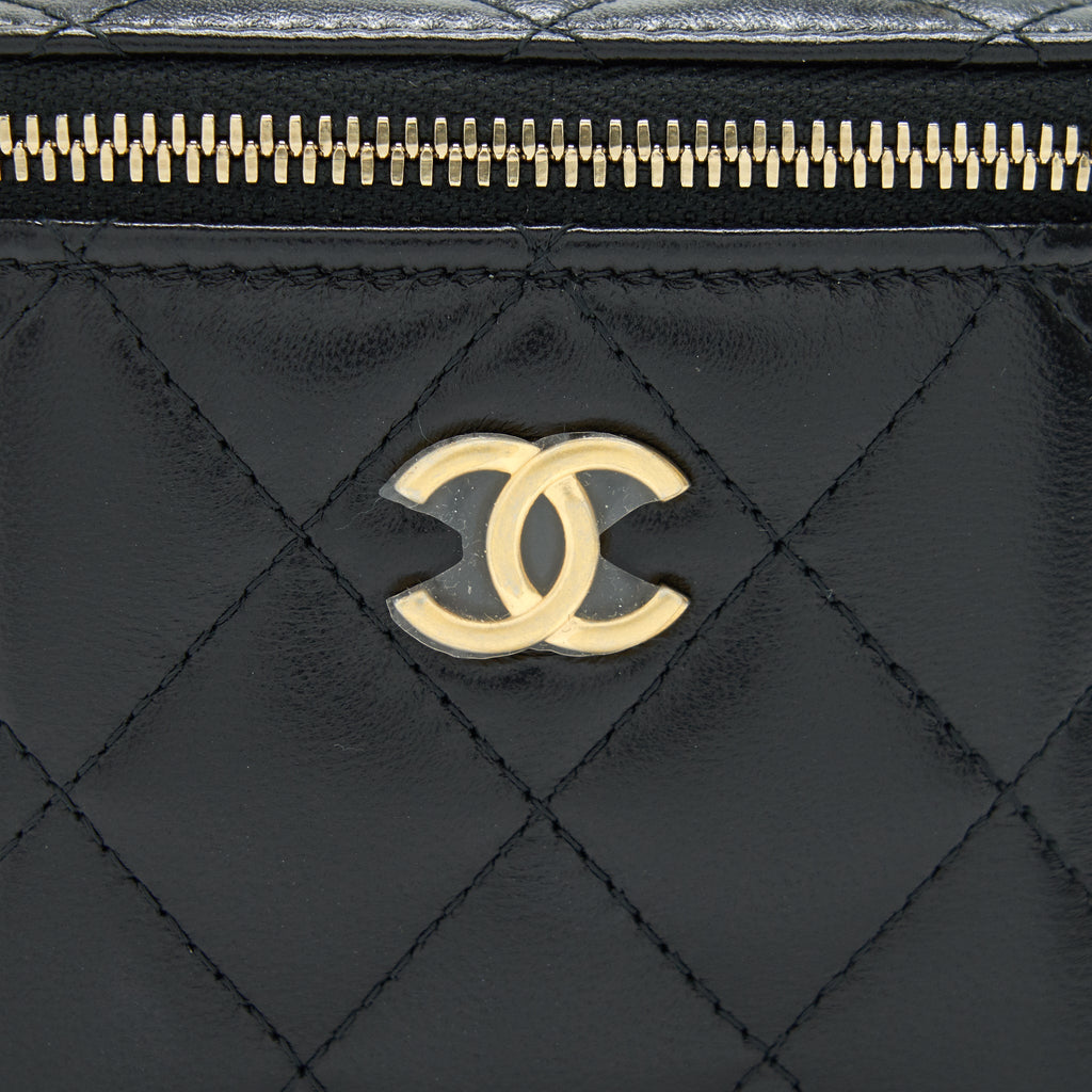 Chanel Small Handle Vanity With Chain  Lambskin Black