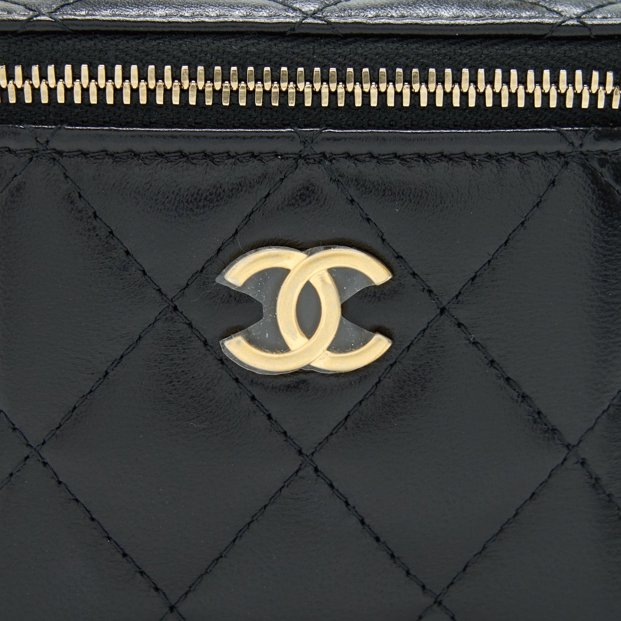 Chanel Small Handle Vanity With Chain  Lambskin Black