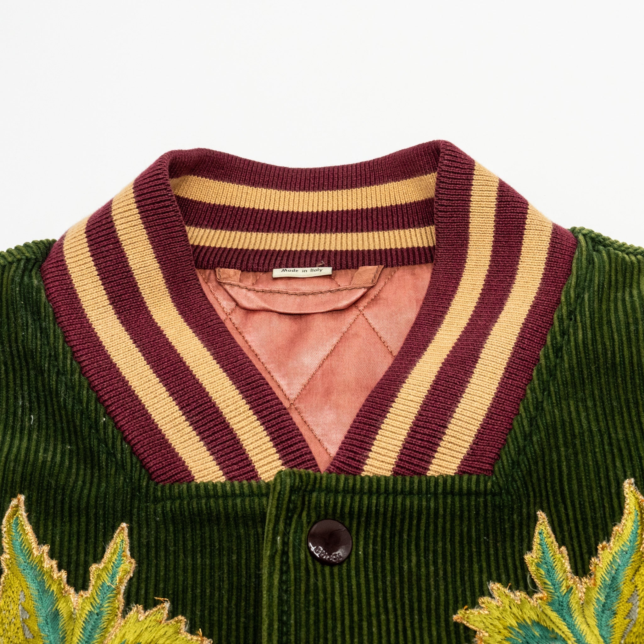 GUCCI Size 48 Embroidered Corduroy �Modern Future� Bomber Jacket Cotton Multicolour