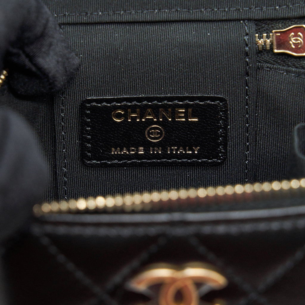 Chanel Small Handle Vanity With Chain  Lambskin Black