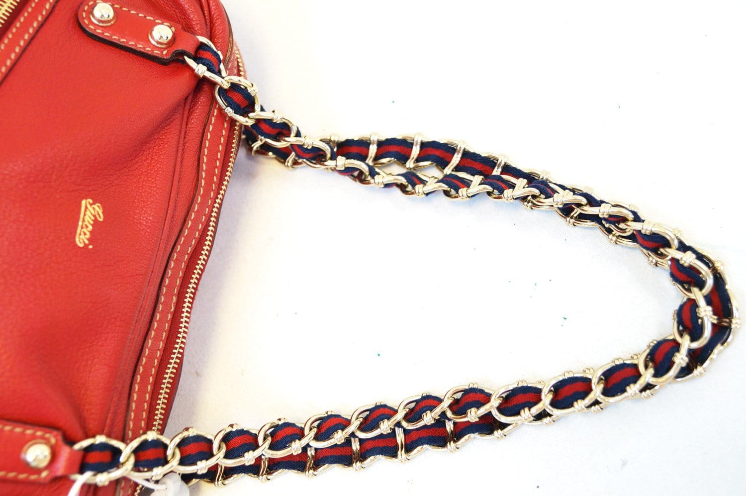 GUCCI Cruise Red Leather Chain Shoulder Bag