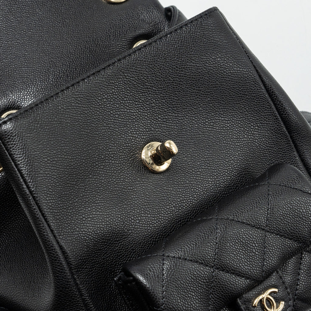 Chanel Triple Pocket Backpack Caviar Black L (Microchip)