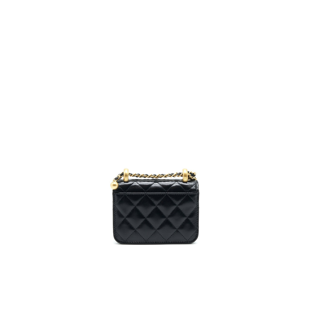 Chanel 21A Flap Coin Purse with Chain Black with  calfskin