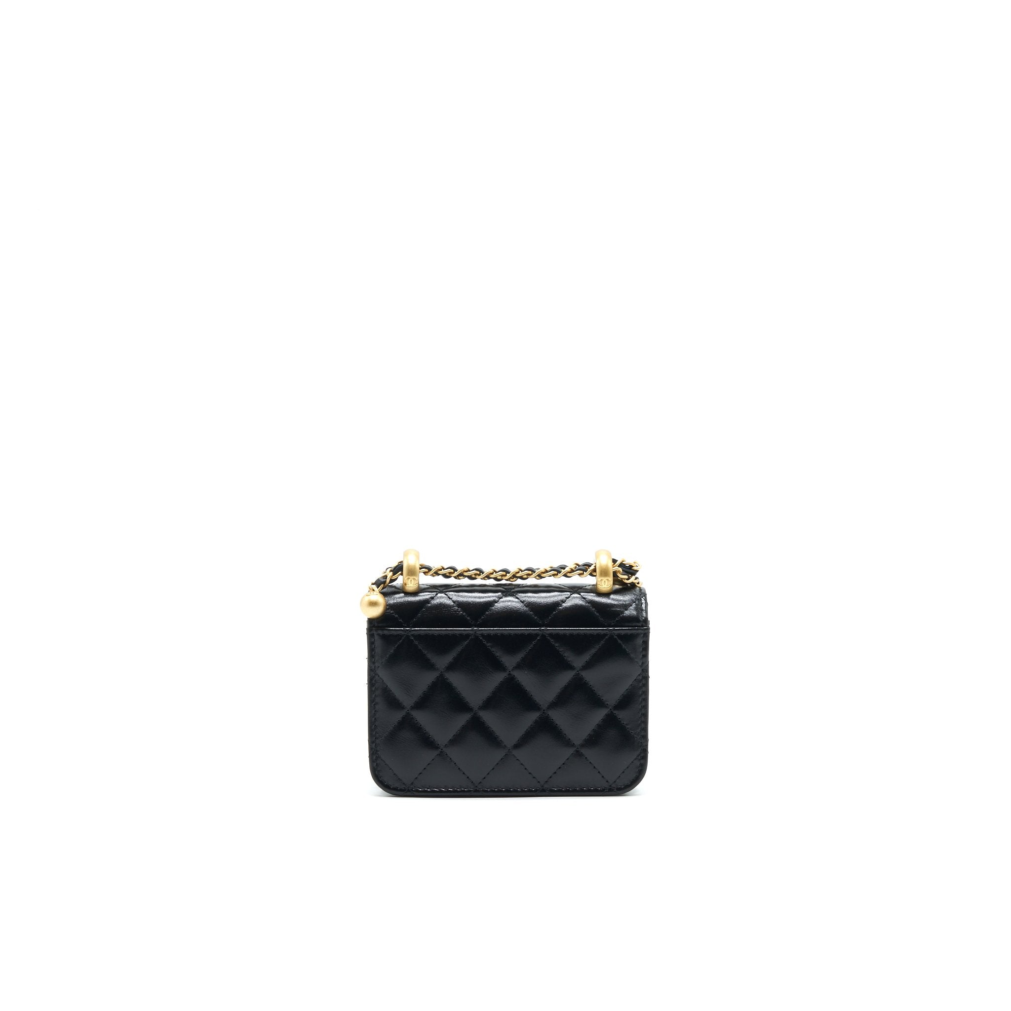 Chanel 21A Flap Coin Purse with Chain Black with  calfskin
