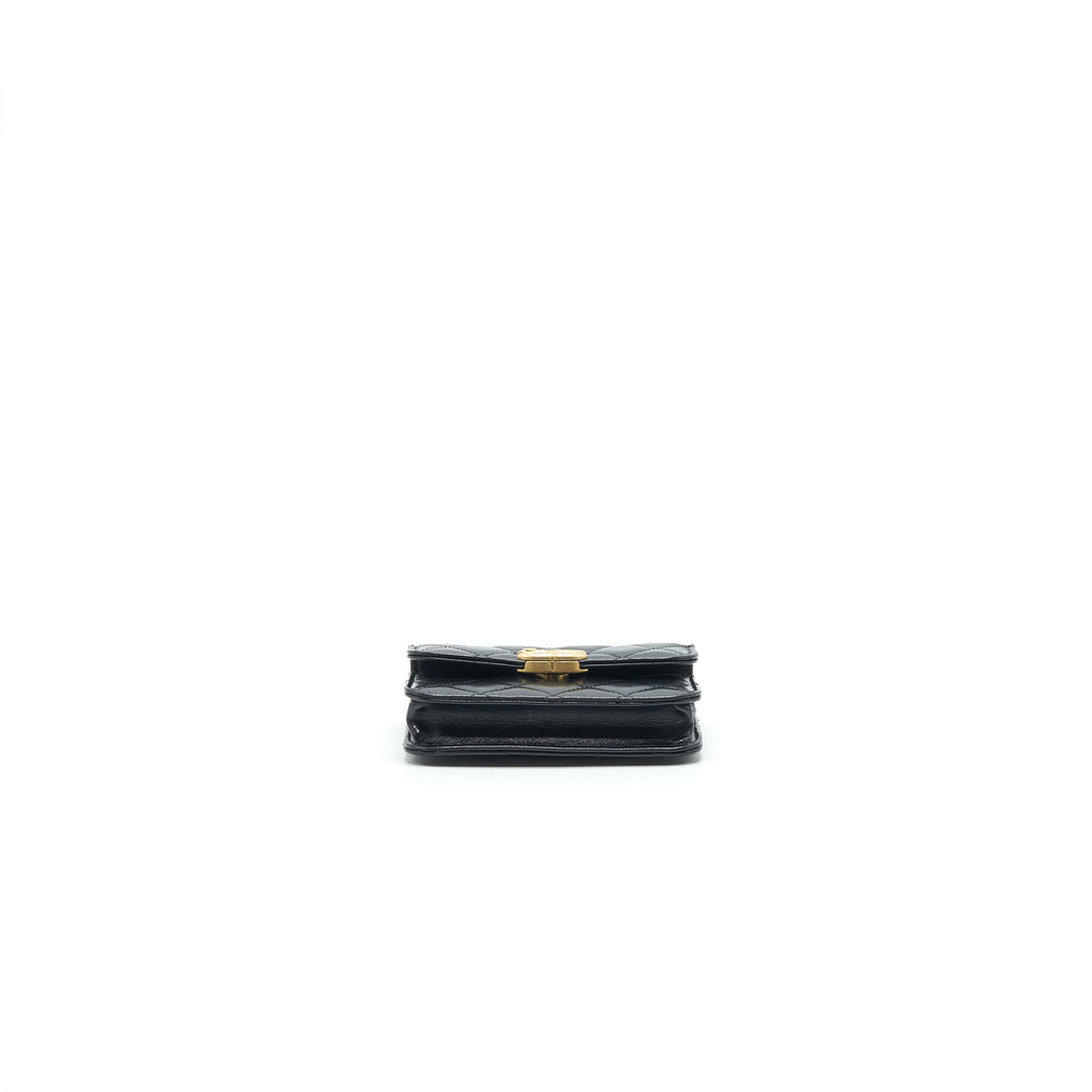 Chanel 21A Flap Coin Purse with chain Calfskin black