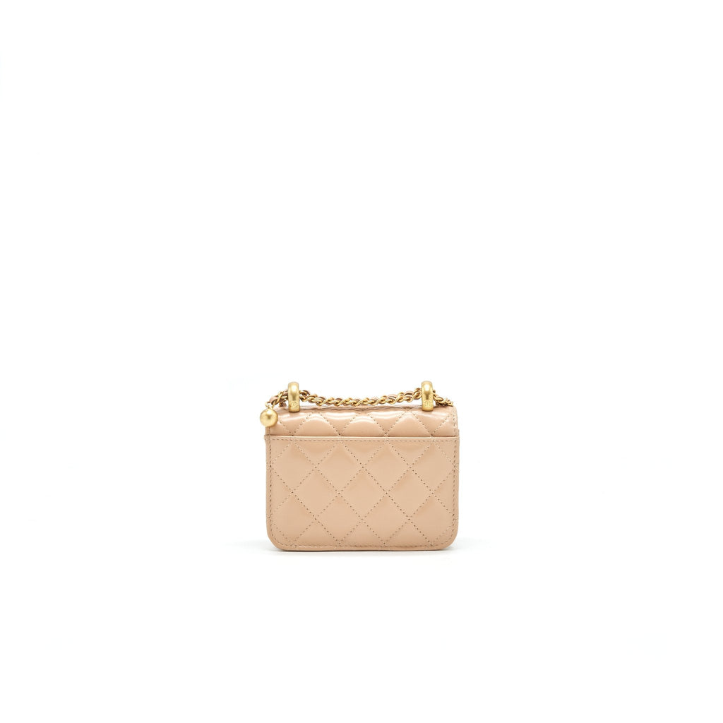 Chanel 21A Flap Coin Purse with Chain Beige  Calfskin