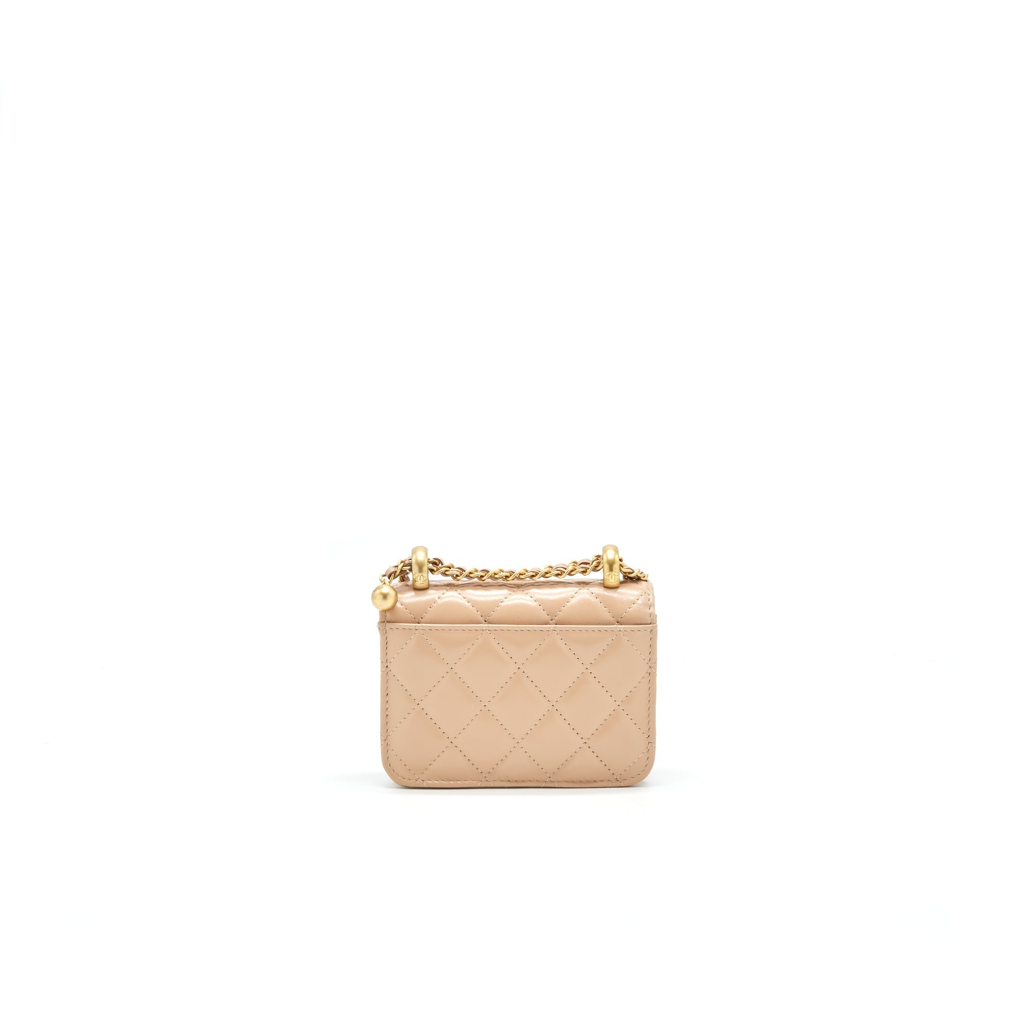 Chanel 21A Flap Coin Purse with Chain beige