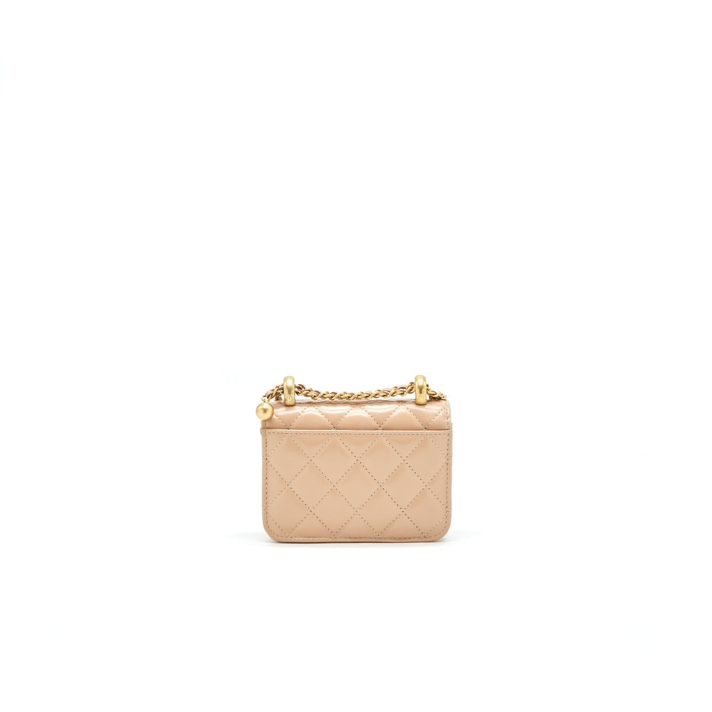 Chanel 21A Flap Coin Purse with Chain Beige  Calfskin