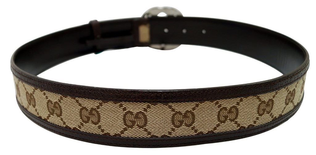 GUCCI Leather Monogram Interlocking G Belt Dark Brown Size 85/34
