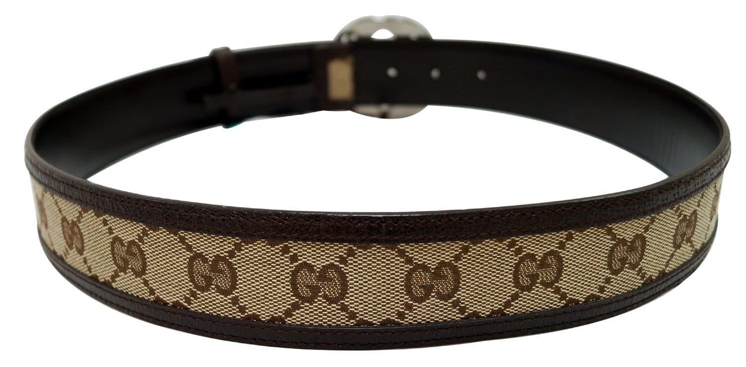 GUCCI Leather Monogram Interlocking G Belt Dark Brown Size 85/34