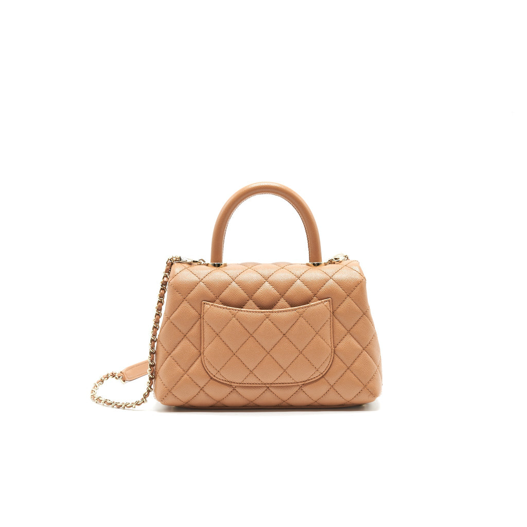 Chanel Mini Coco Handle Flap Bag 21p Caramel L