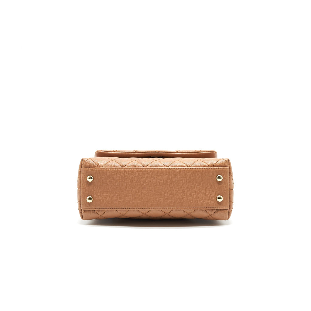 Chanel Mini Coco Handle Flap Bag 21p Caramel L