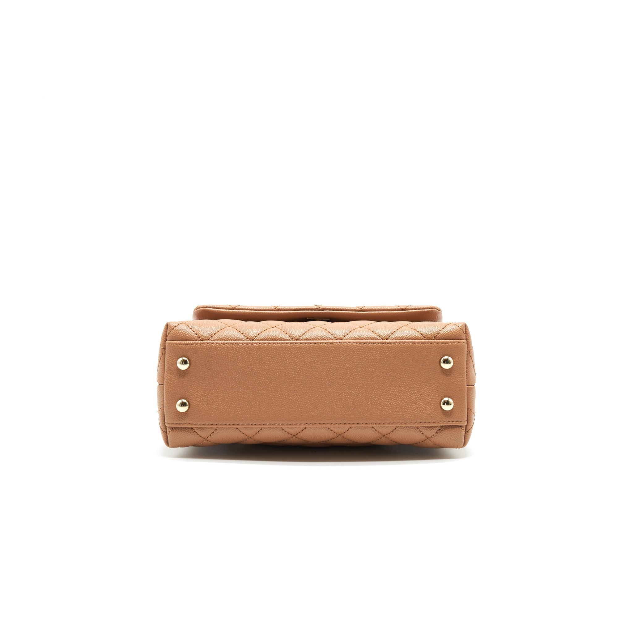Chanel Mini Coco Handle Flap Bag 21p Caramel L