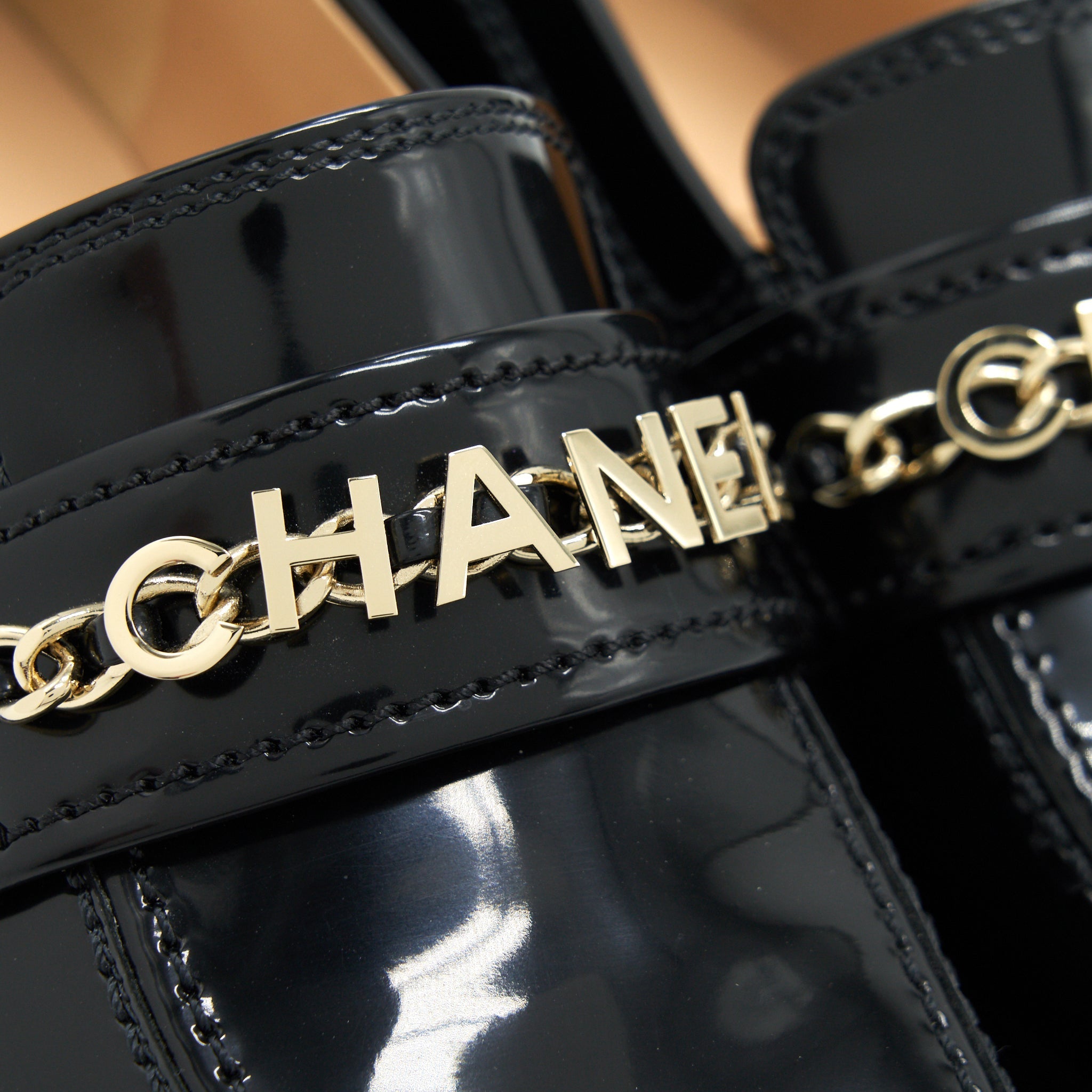 Chanel Size 37 Leather Loafer Black
