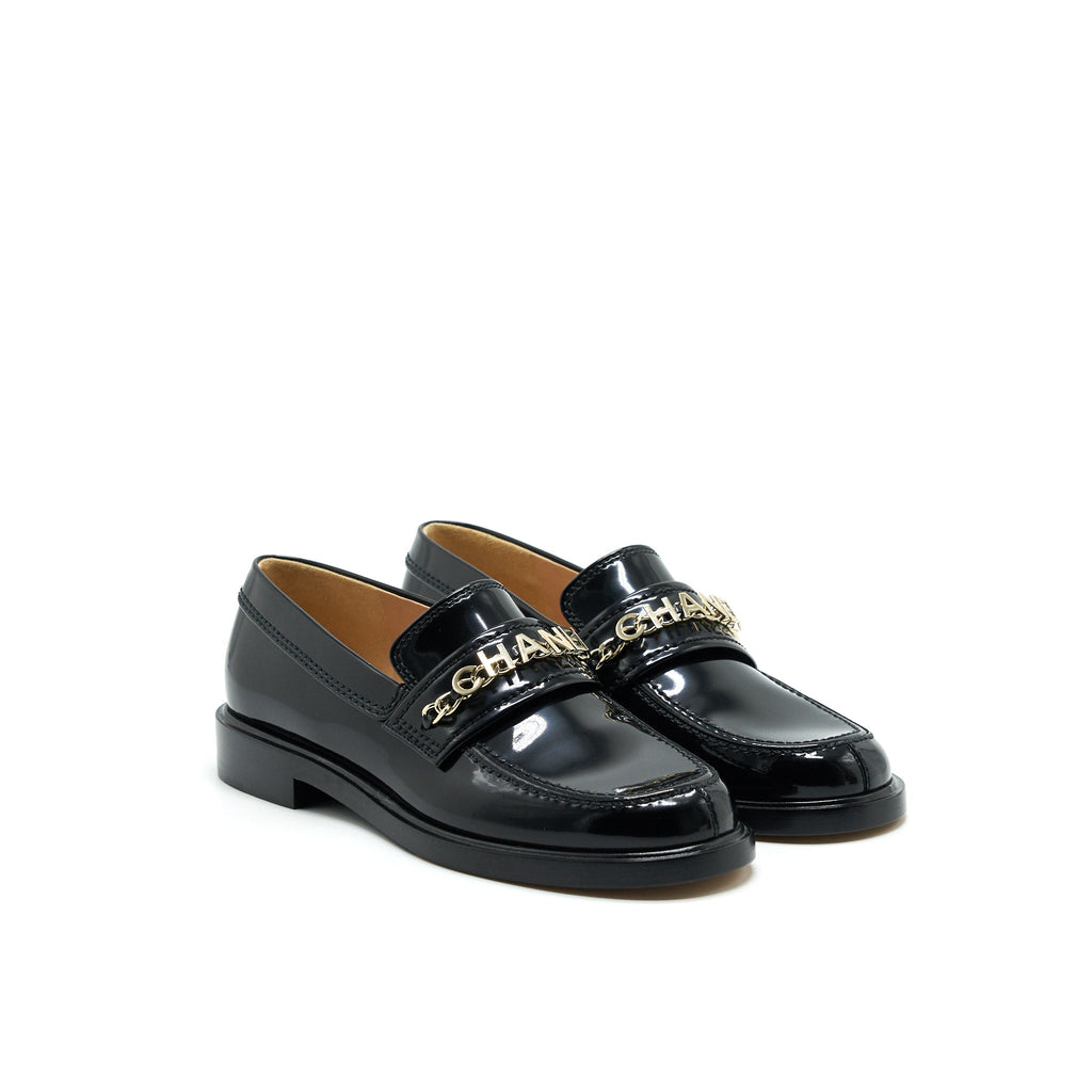 Chanel Size 37 Leather Loafer Black