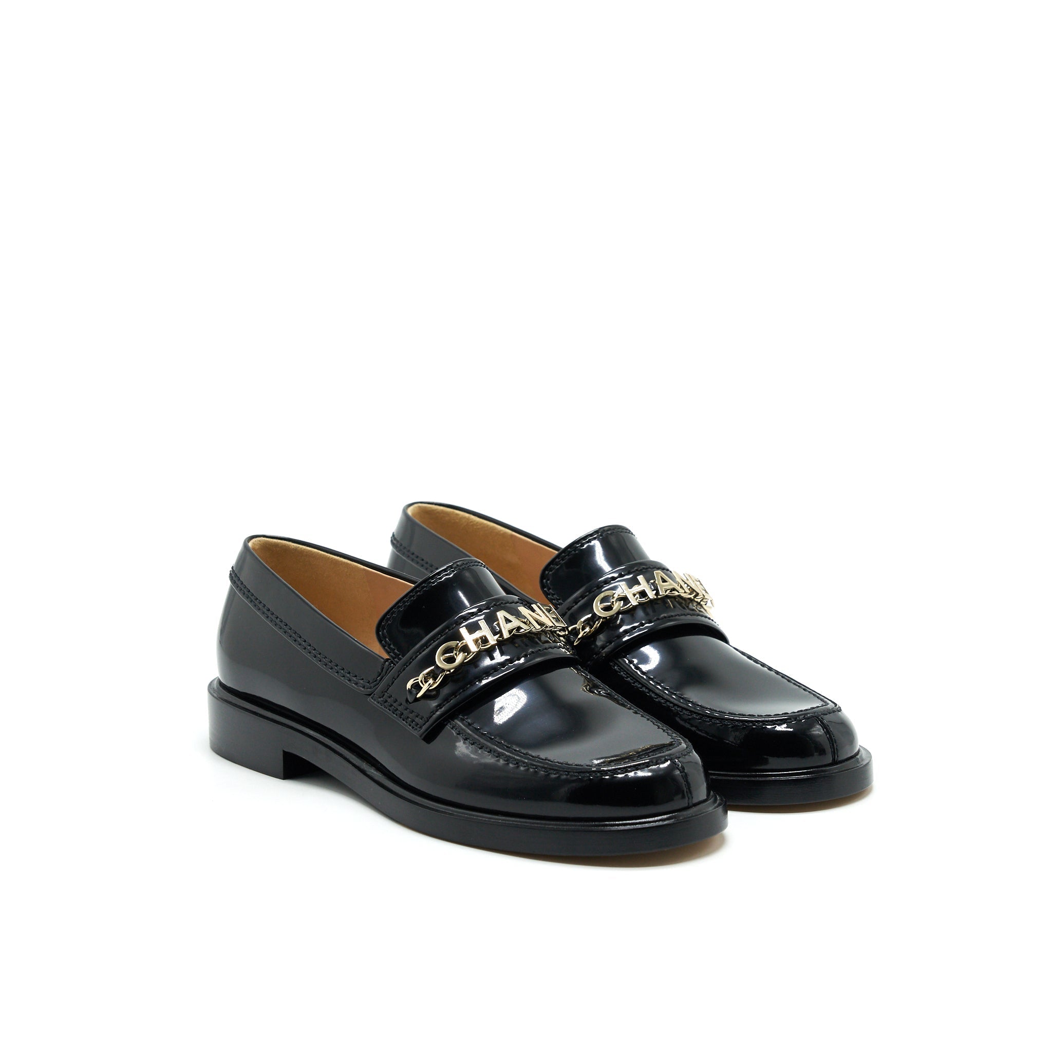 Chanel Size 37 Leather Loafer Black