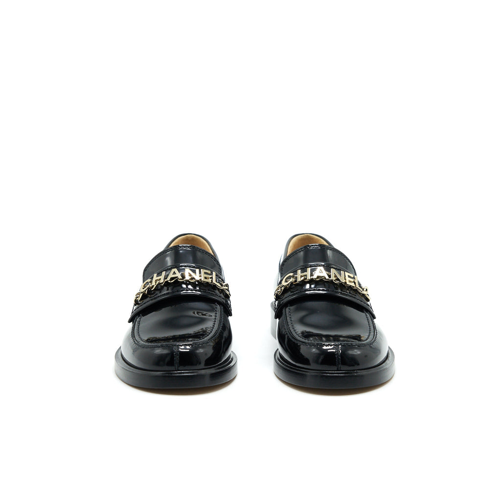 Chanel Size 37 Leather Loafer Black
