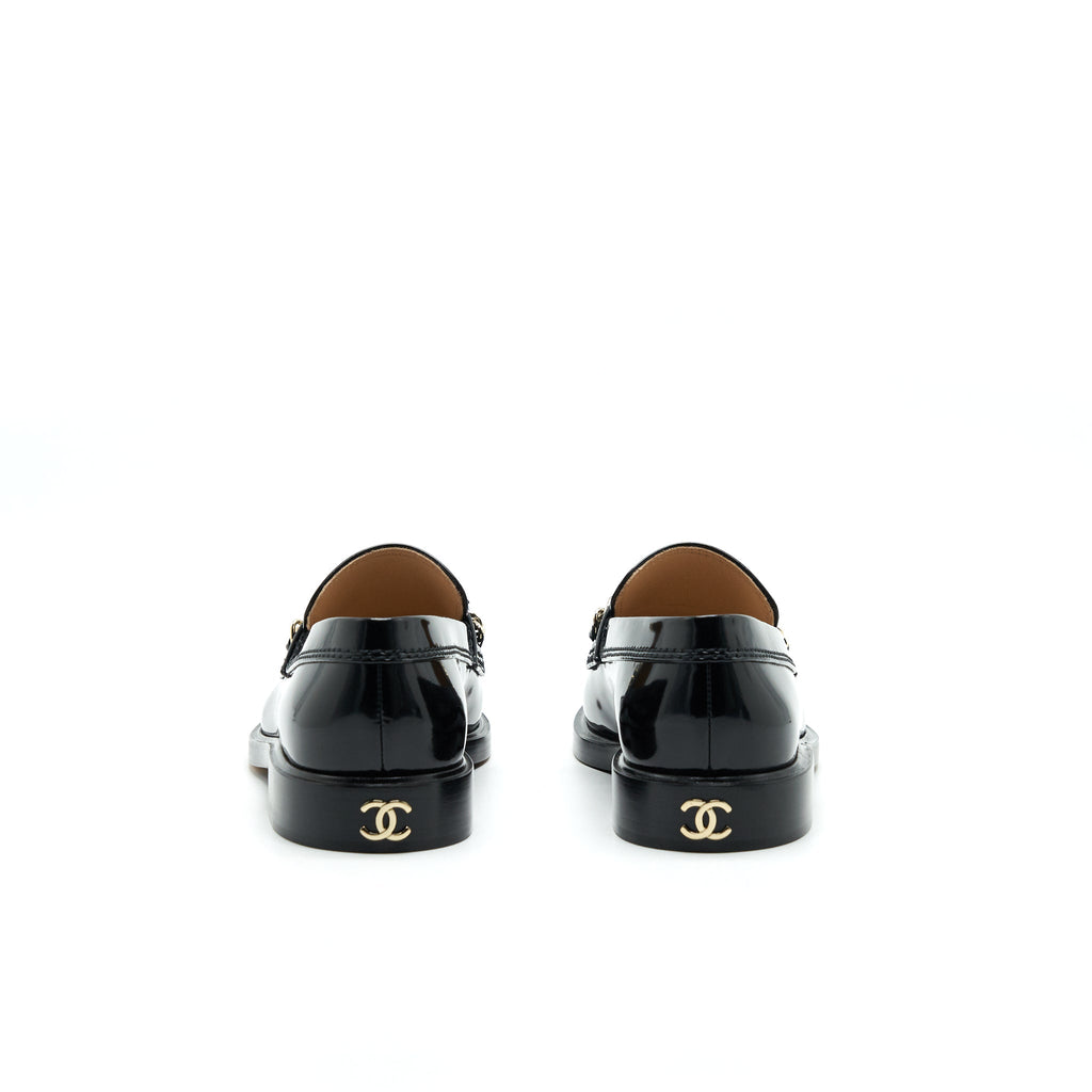 Chanel Size 37 Leather Loafer Black