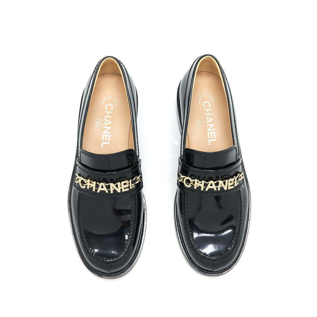 Chanel Size 37 Leather Loafer Black