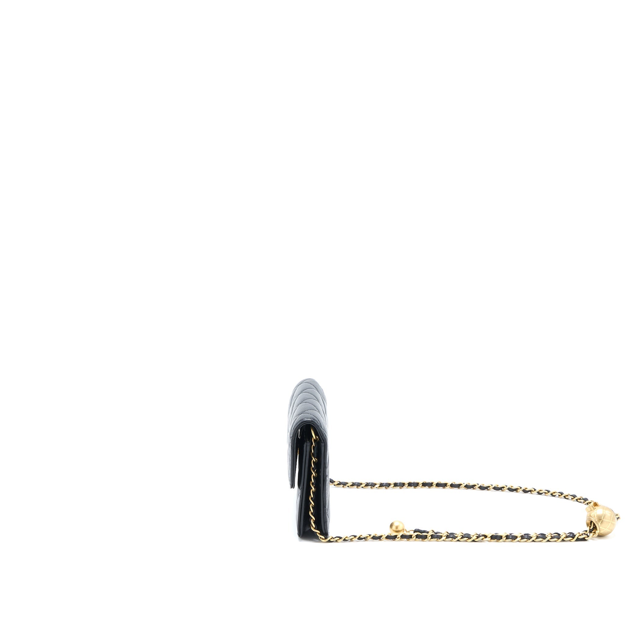Chanel Pearl Crush Mini Flap Belt Bag Lambskin Black Brushed