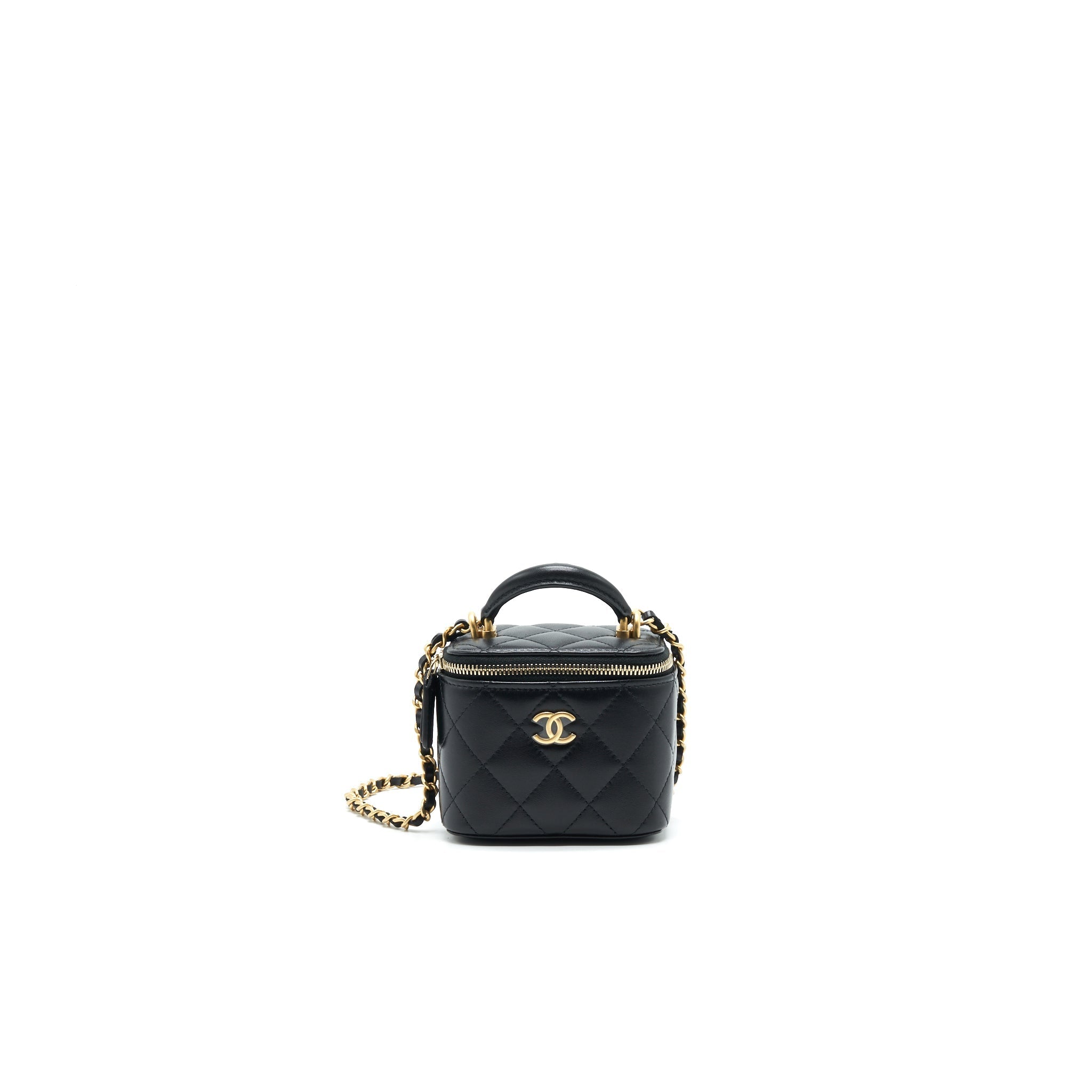 Chanel 21A Top Handle Vanity with Chain Black
