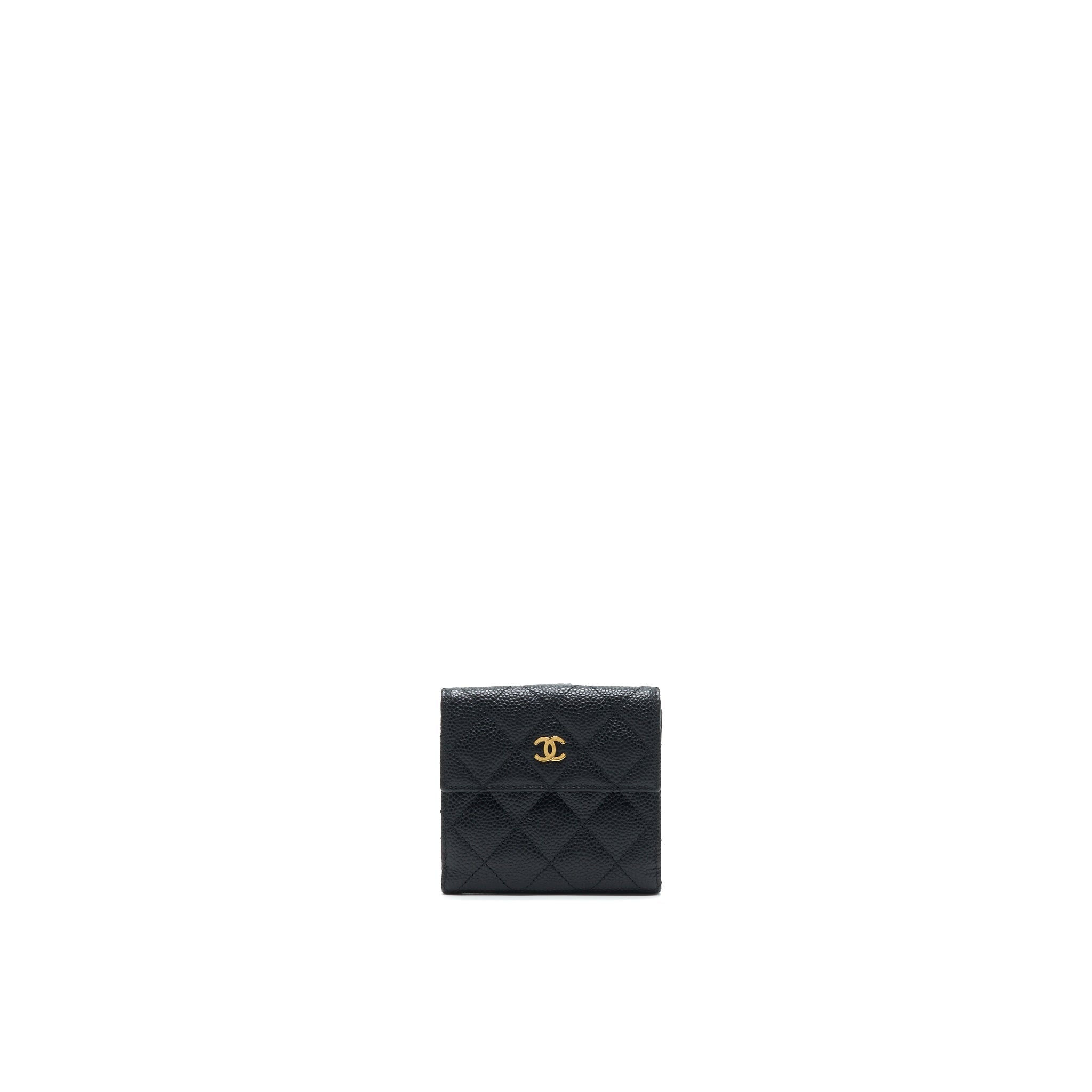 CHANEL Quilted Caviar Small Wallet Black