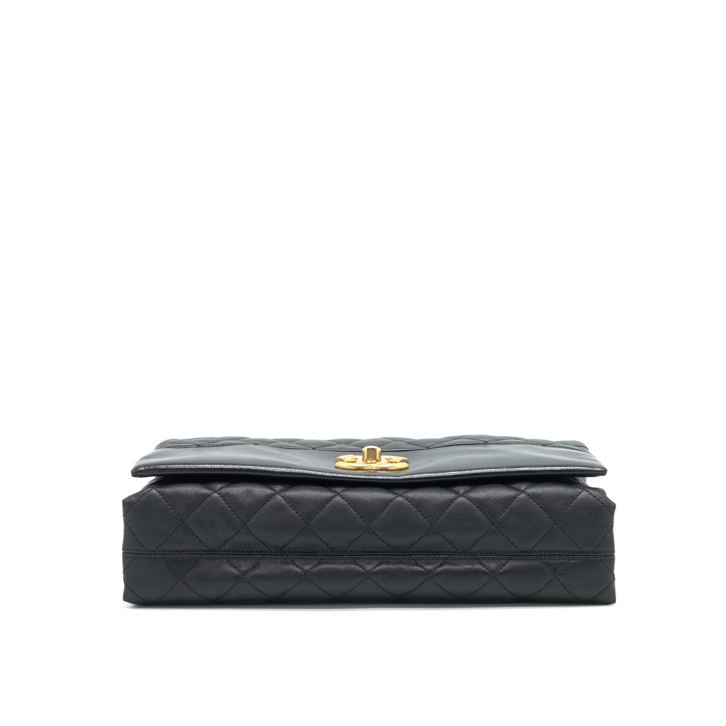Chanel Large Single Flap Bag Calfskin  Black