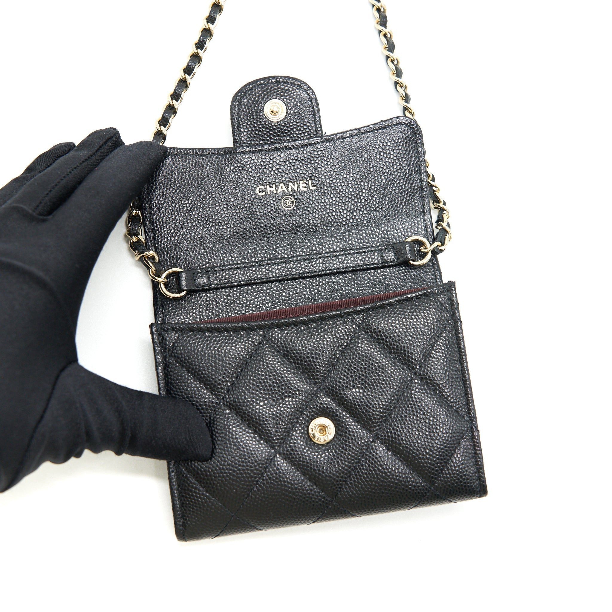 Chanel Classic  Holder with Chain black L Serial 30