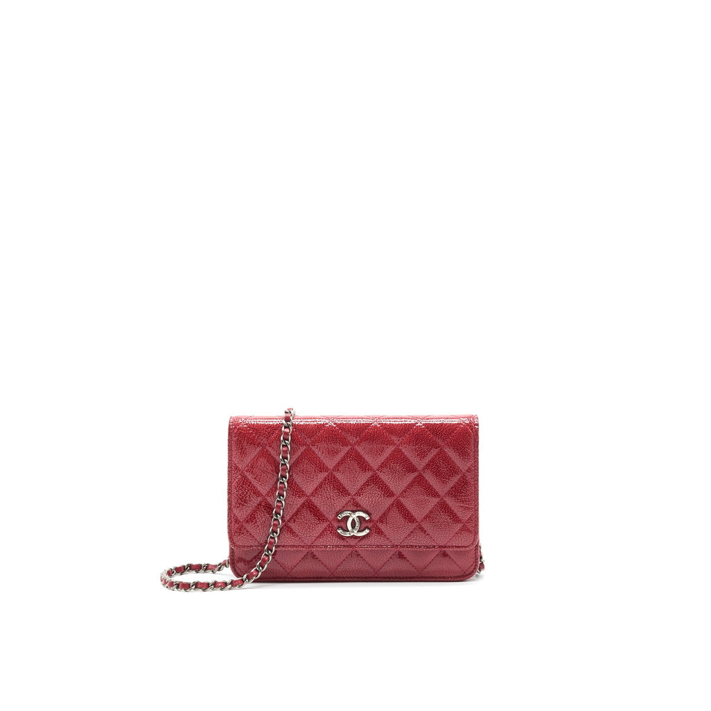 CHANEL WALLET ON CHAIN PATENT LEATHER RED