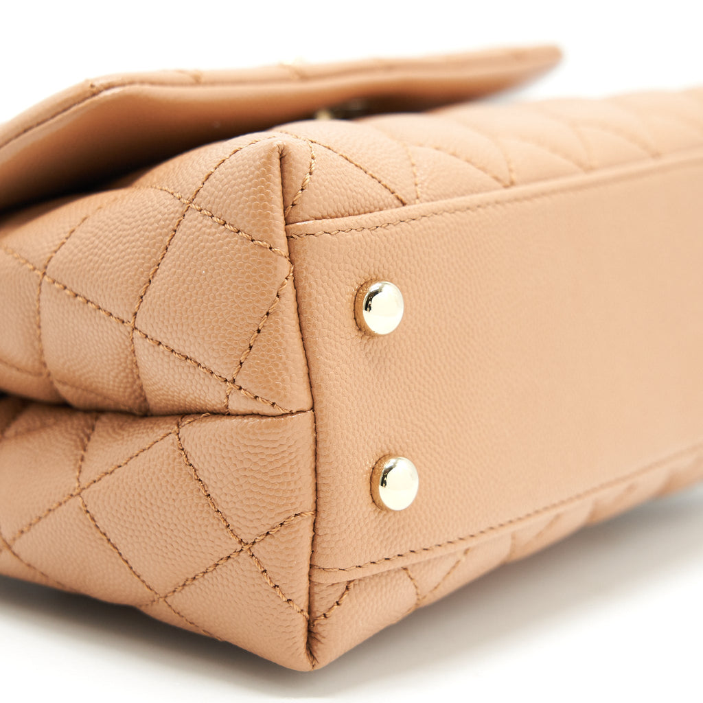 Chanel Mini Coco Handle Flap Bag 21p Caramel L