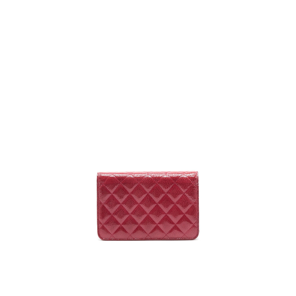 CHANEL WALLET ON CHAIN PATENT LEATHER RED