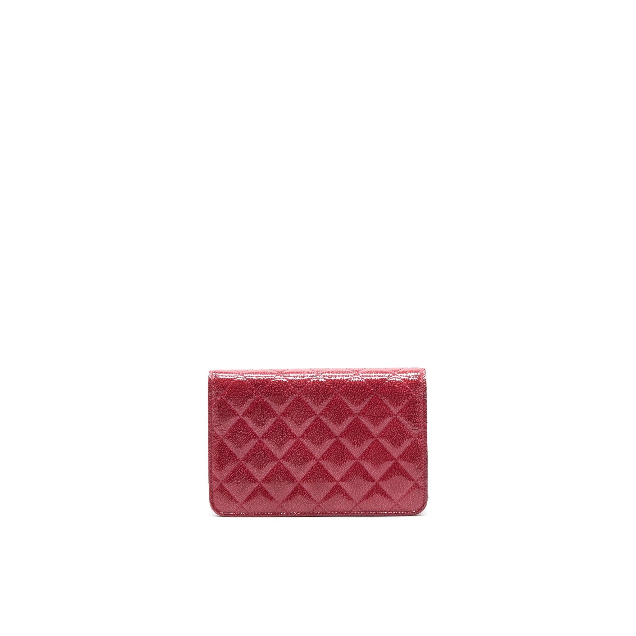 CHANEL WALLET ON CHAIN PATENT LEATHER RED
