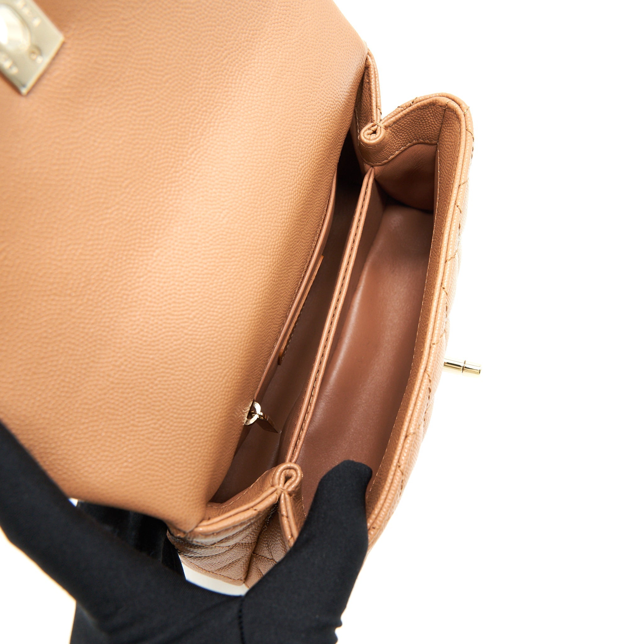 Chanel Mini Coco Handle Flap Bag 21p Caramel L
