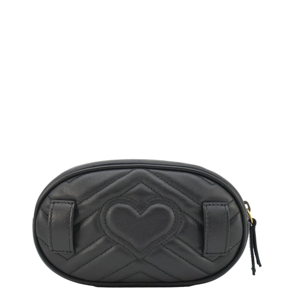 GUCCI GG Marmont Matelasse Leather Belt Bag Black 476434