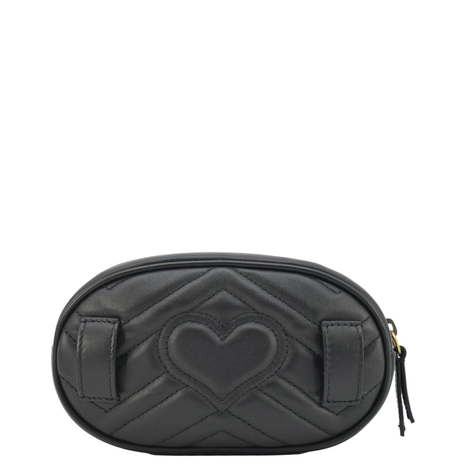 GUCCI GG Marmont Matelasse Leather Belt Bag Black 476434