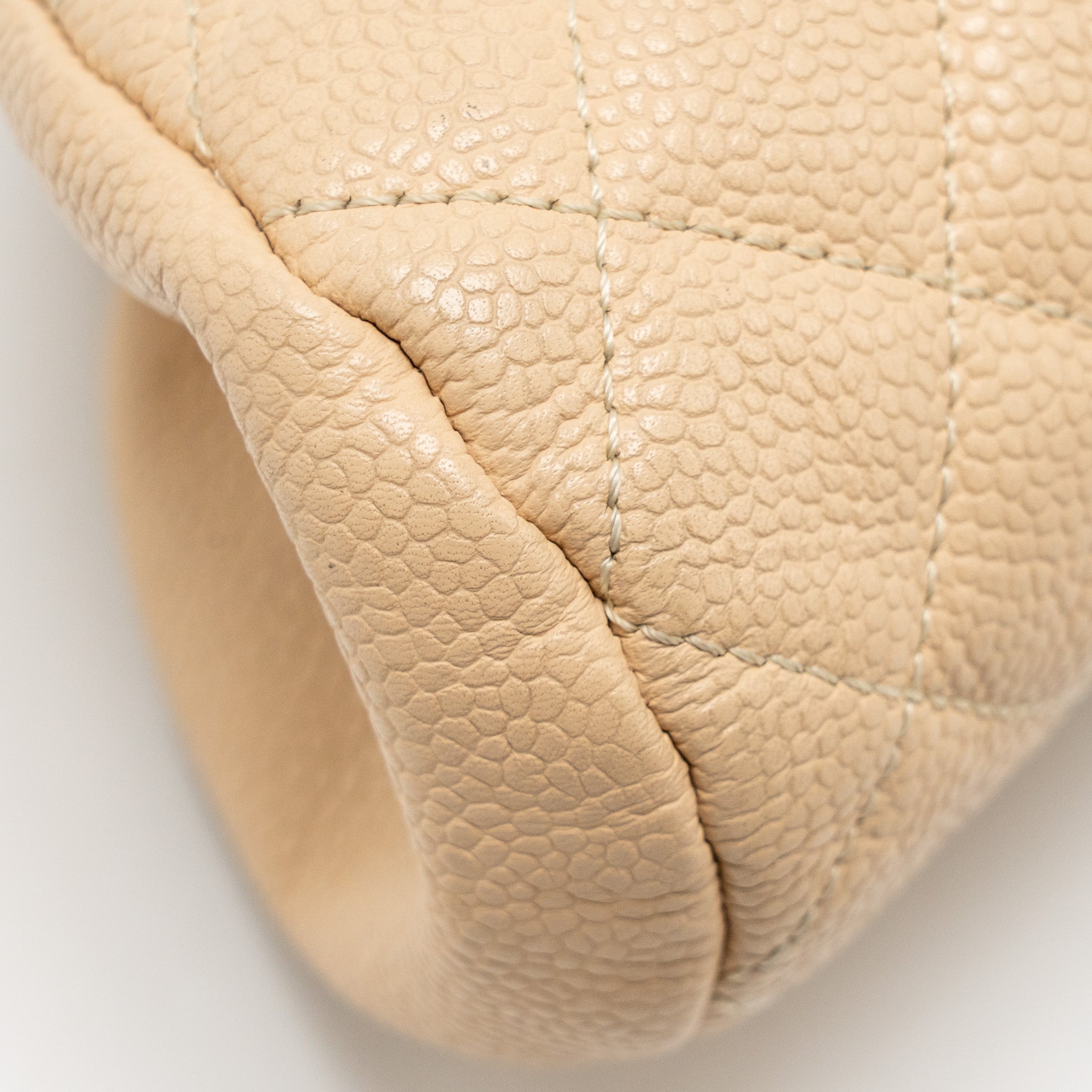 Chanel timeless kisslock clutch caviar beige