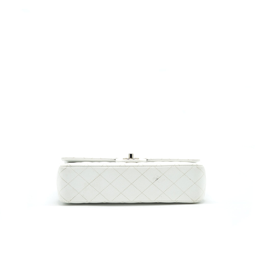 CHANEL MEDIUM CLASSIC DOUBLE FLAP BAG CAVIAR WHITE