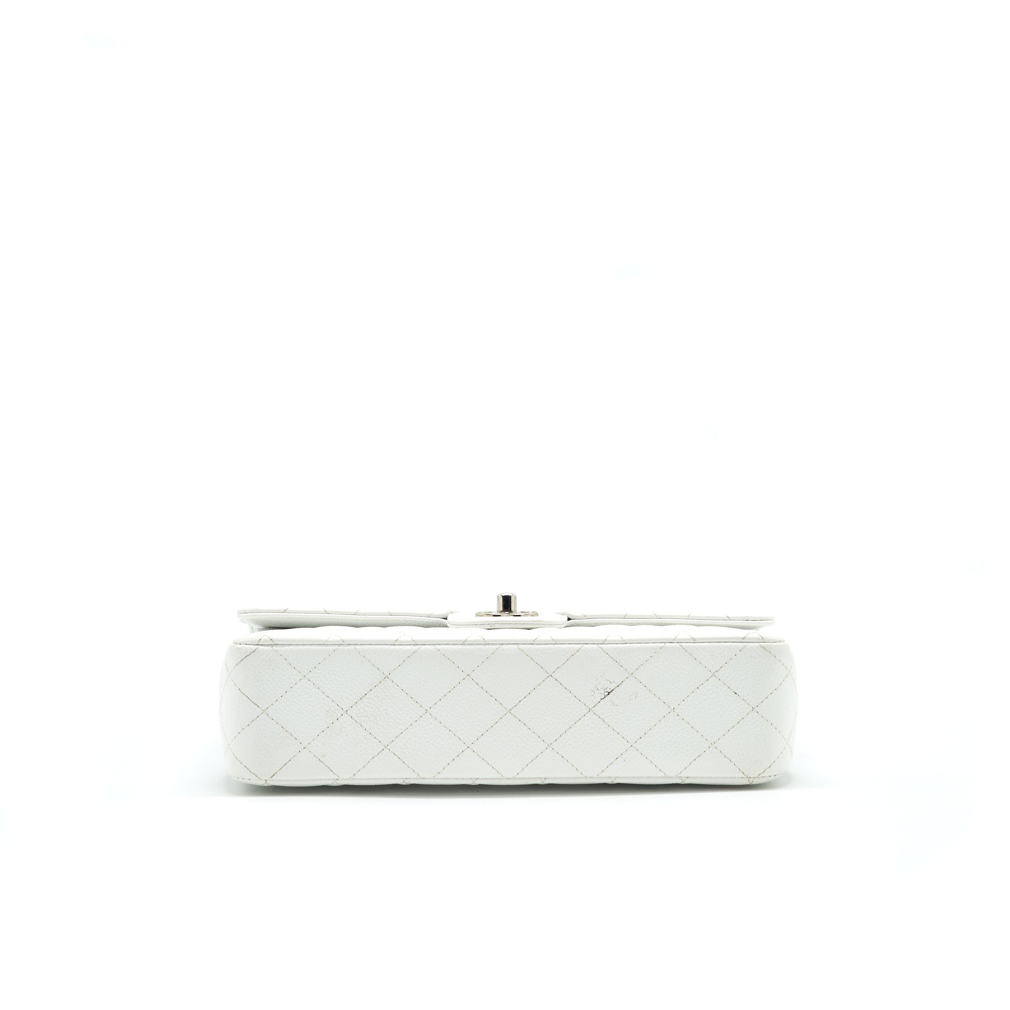 CHANEL MEDIUM CLASSIC DOUBLE FLAP BAG CAVIAR WHITE